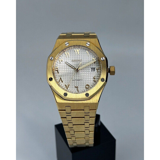 Custom Seiko Mod • Silver Arabic Gold AP • 42mm
